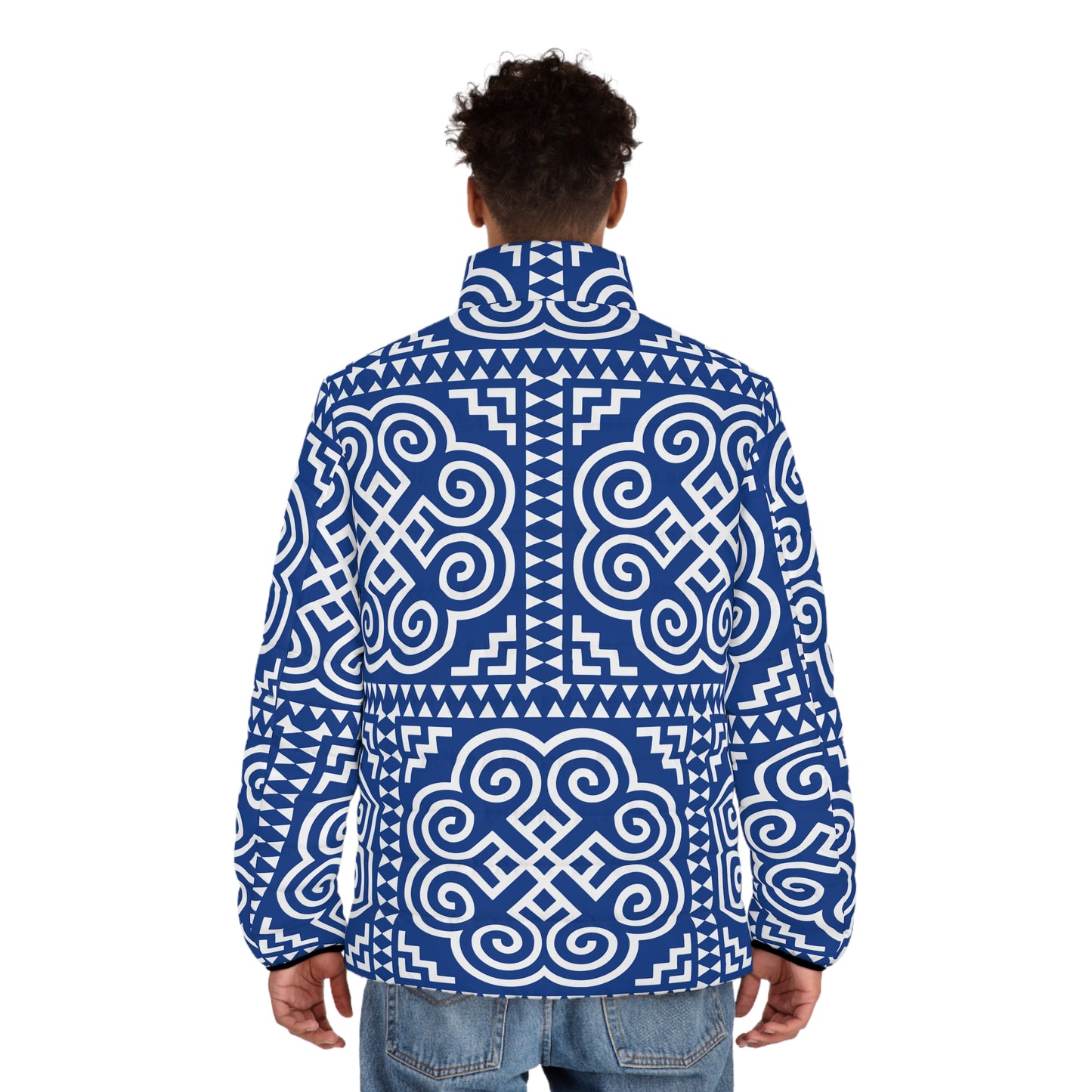 Hmong Elephant Print Men's Puffer Jacket