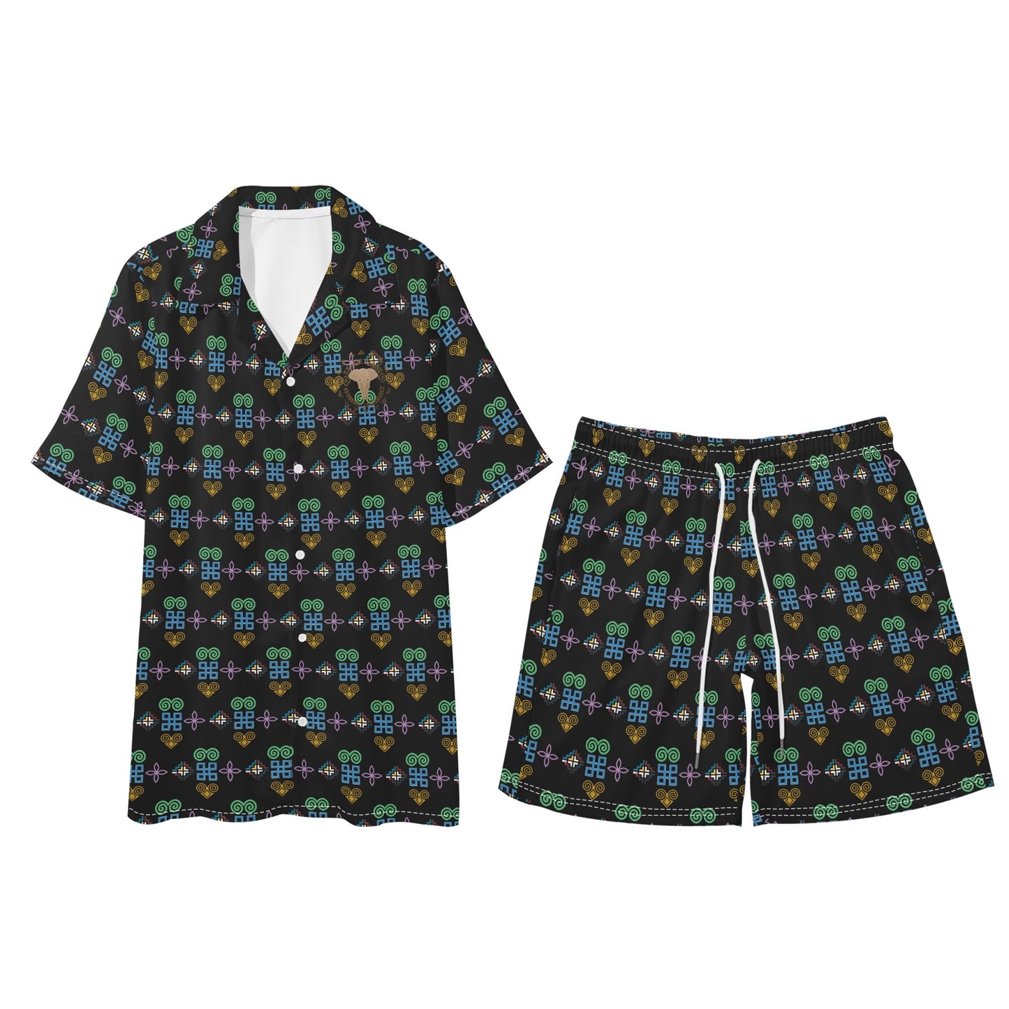 Savage Vision Mens Regular Fit Hawaiian Short Sleeve Shirt and Shorts Set