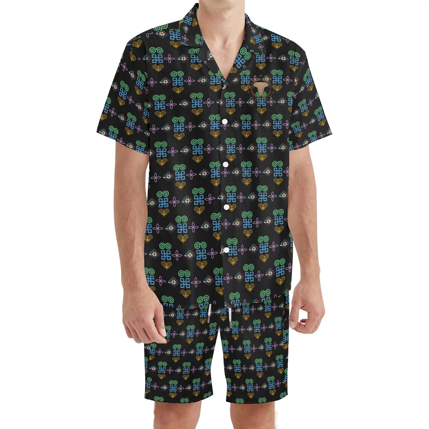 Savage Vision Mens Regular Fit Hawaiian Short Sleeve Shirt and Shorts Set