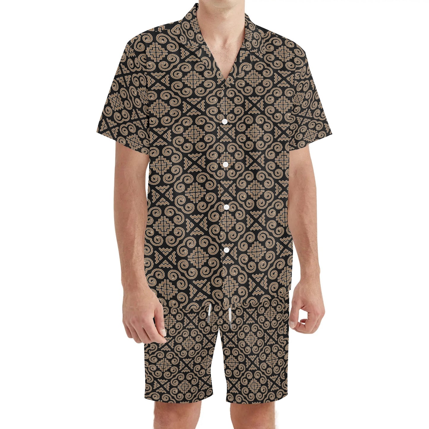 Savage Vision Mens Regular Fit Hawaiian Short Sleeve Shirt and Shorts Set