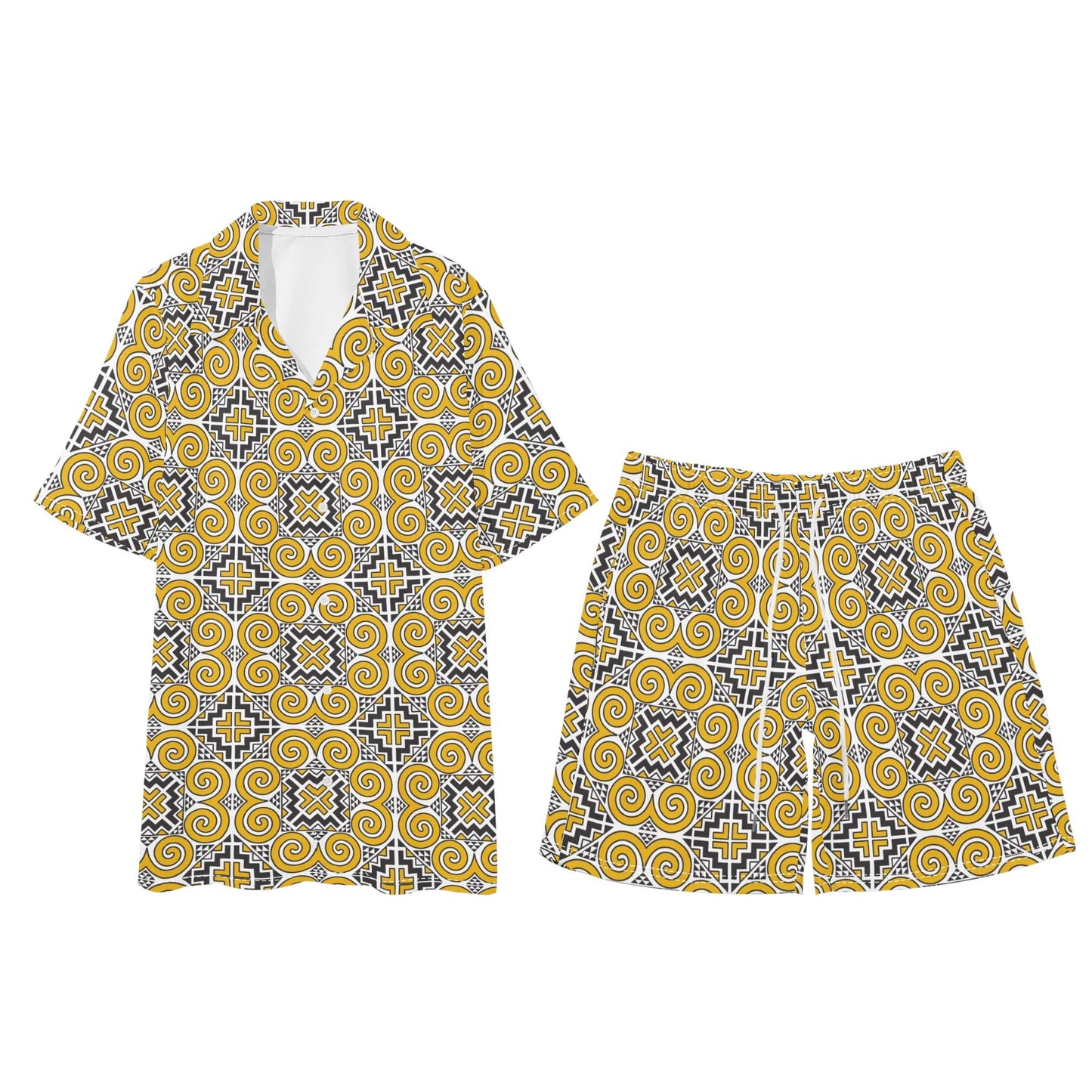 Savage Vision Mens Regular Fit Hawaiian Short Sleeve Shirt and Shorts Set