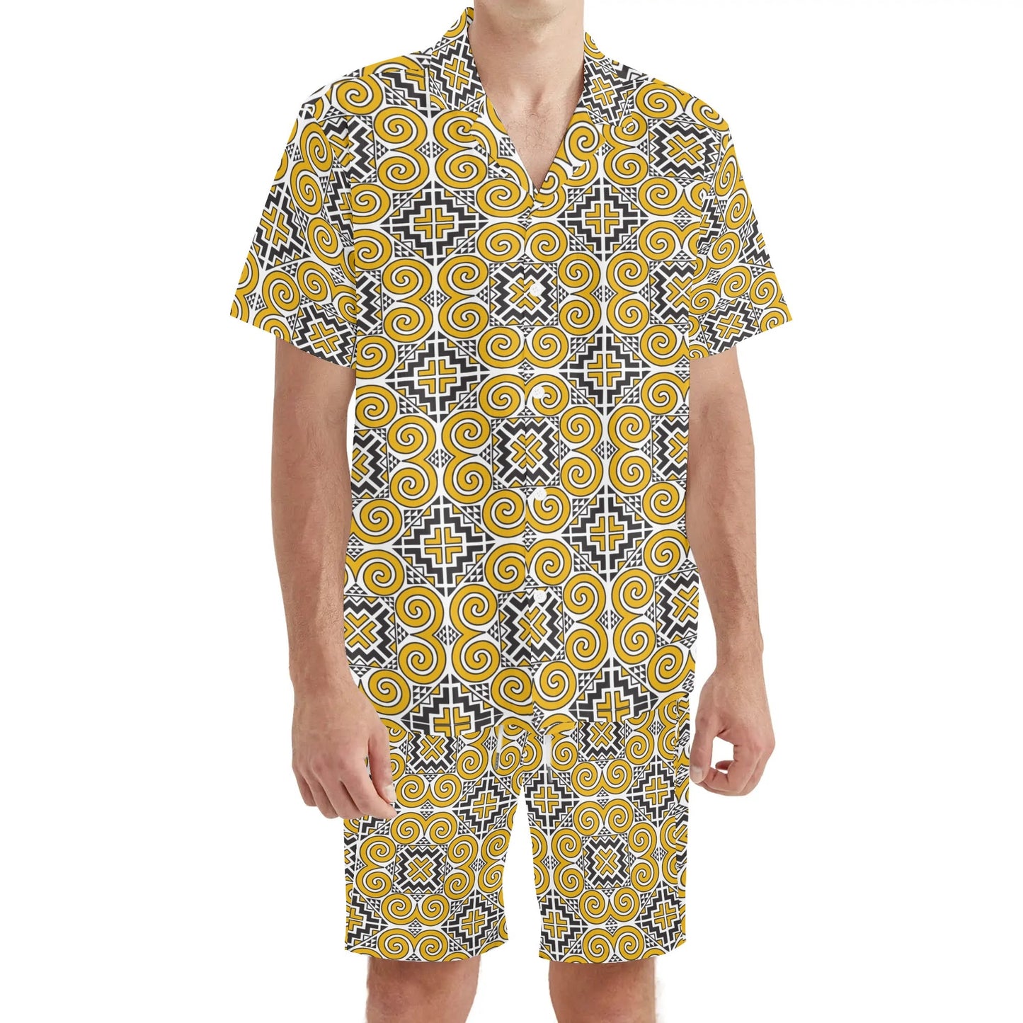 Savage Vision Mens Regular Fit Hawaiian Short Sleeve Shirt and Shorts Set
