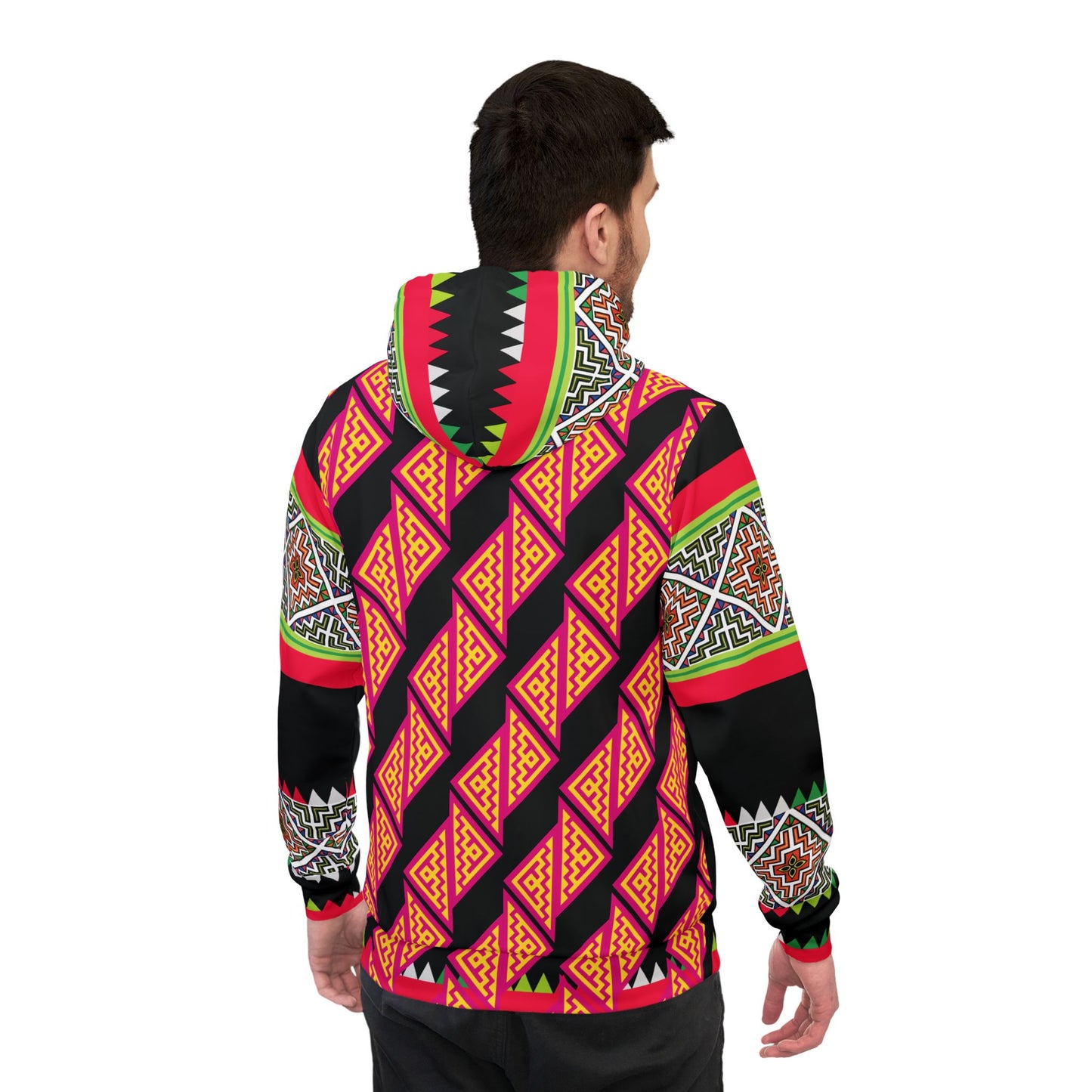 Hmong Tribal Owl Athletic Hoodie — Vibrant Aztec Pattern All-Over Print