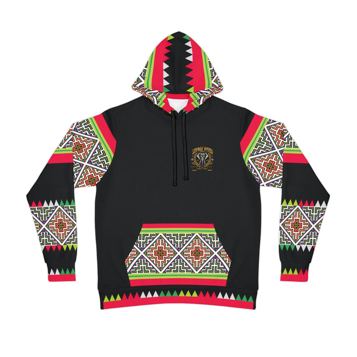Hmong Tribal Owl Athletic Hoodie — Vibrant Pattern