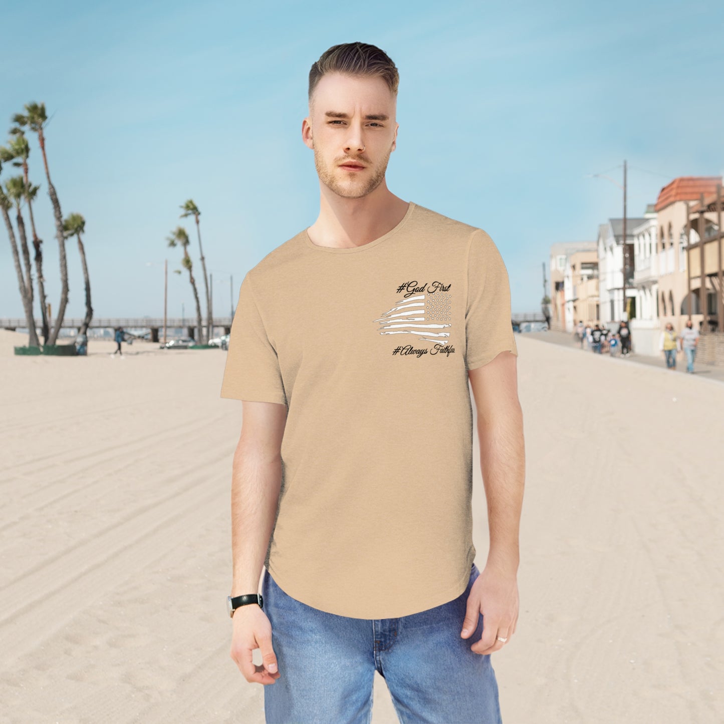 Savage Vision GOD and Country Men's Jersey Curved Hem Tee