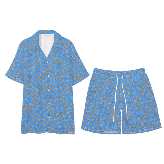 Savage Vision Mens Regular Fit Hawaiian Short Sleeve Shirt and Shorts Set
