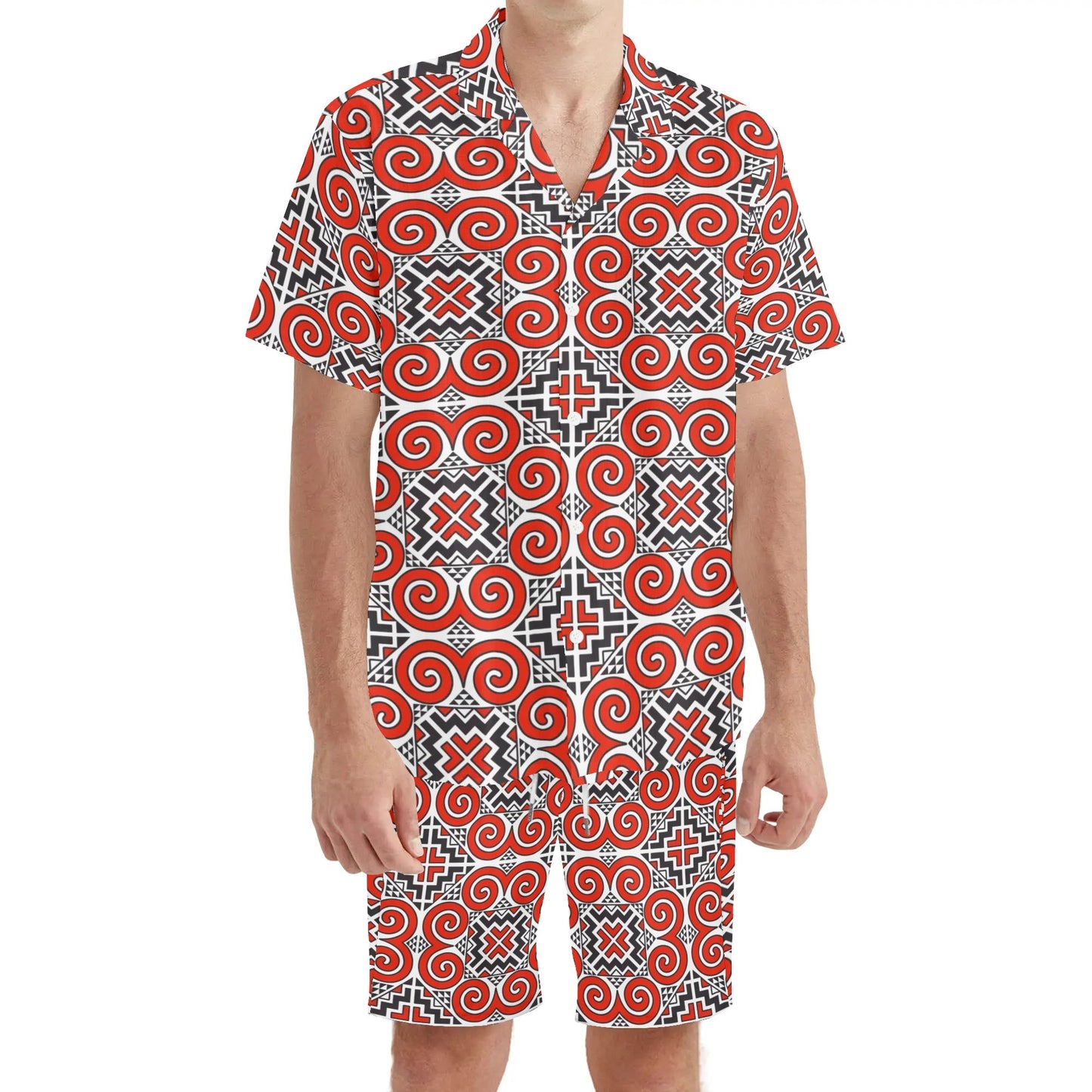 Savage Vision Mens Regular Fit Hawaiian Short Sleeve Shirt and Shorts Set