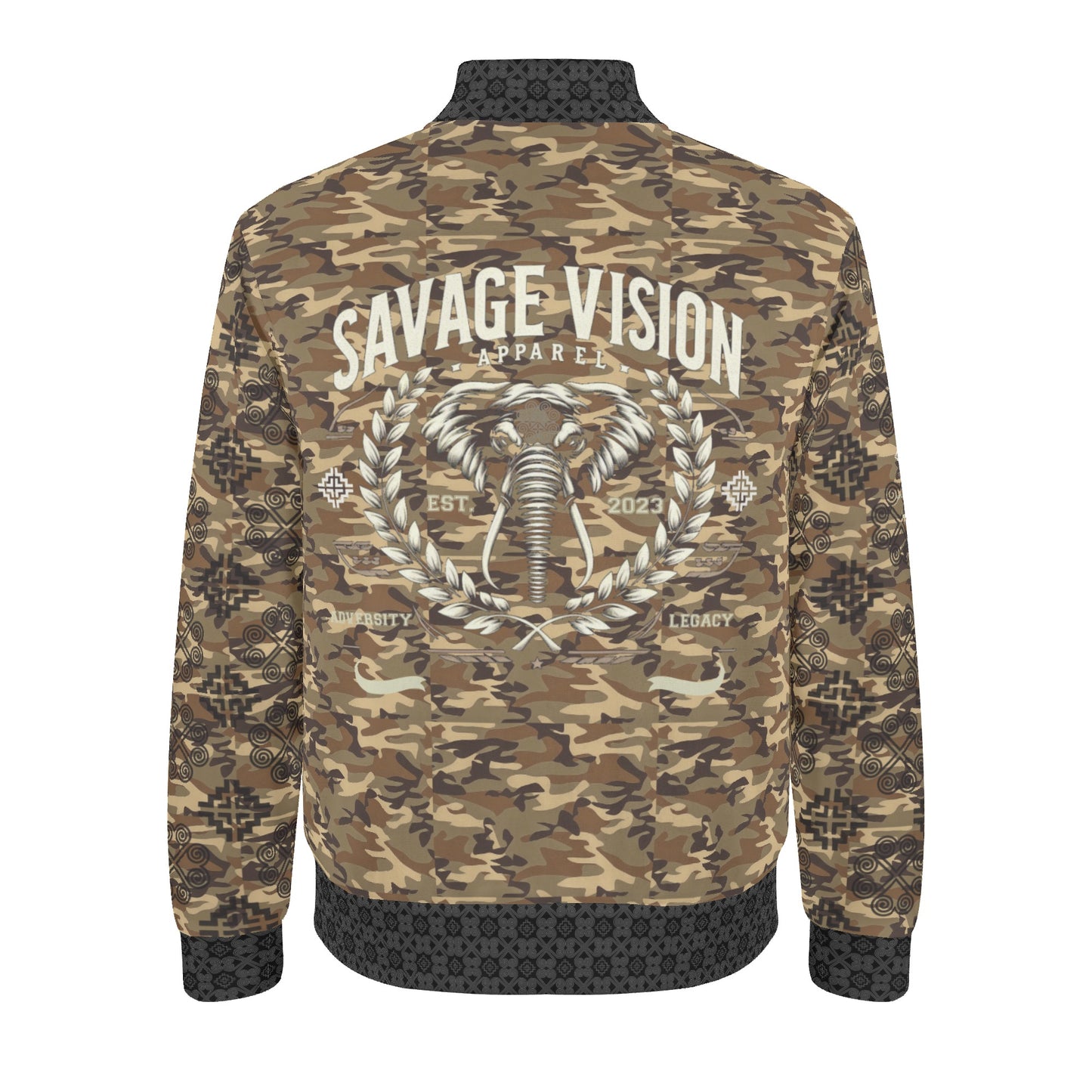 Savage Vision Casual Light Camo Varsity Hmong Bomber Jacket
