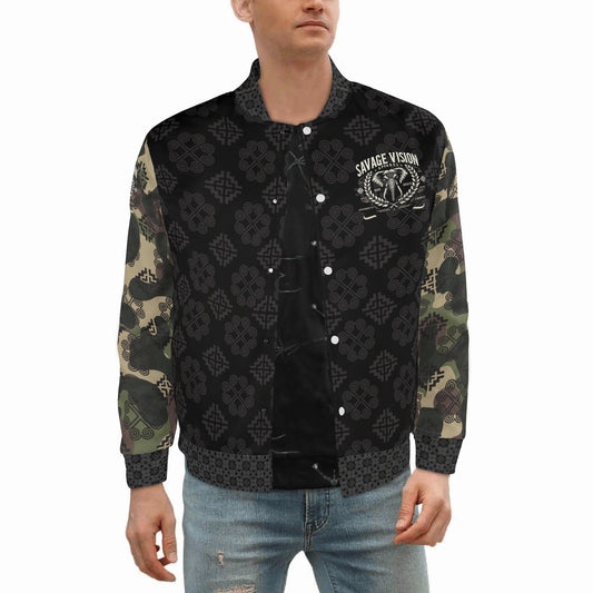 Savage Vision Casual Light Camo Varsity Hmong Bomber Jacket
