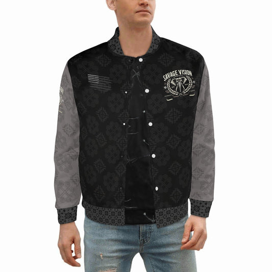 Savage Vision Casual Light Camo Varsity Hmong Bomber Jacket