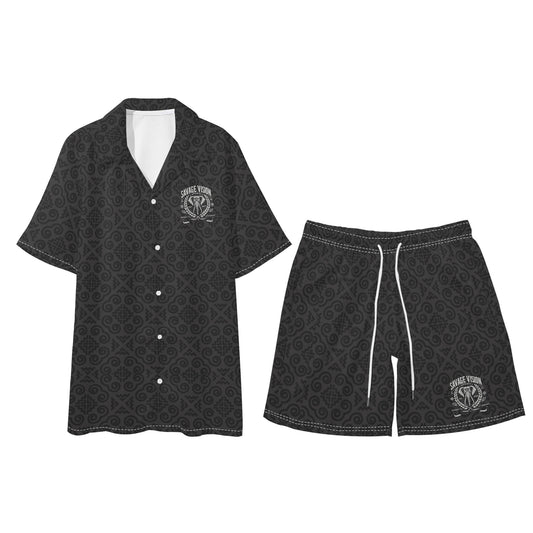 Savage Vision Mens Regular Fit Hawaiian Short Sleeve Shirt and Shorts Set