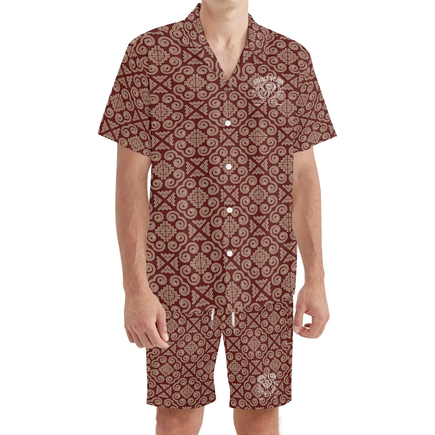 Savage Vision Mens Regular Fit Hawaiian Short Sleeve Shirt and Shorts Set