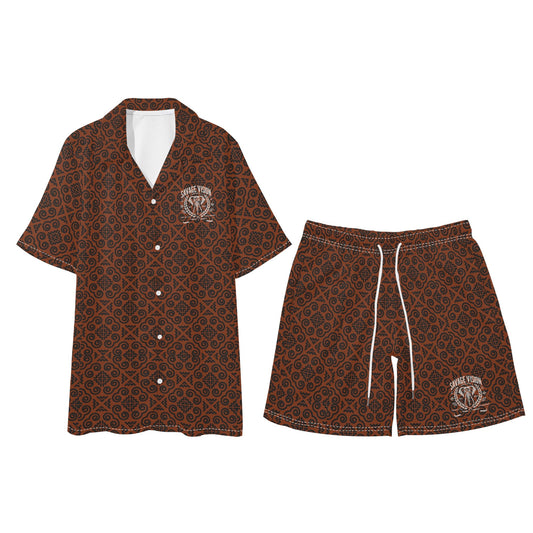 Savage Vision Mens Regular Fit Hawaiian Short Sleeve Shirt and Shorts Set