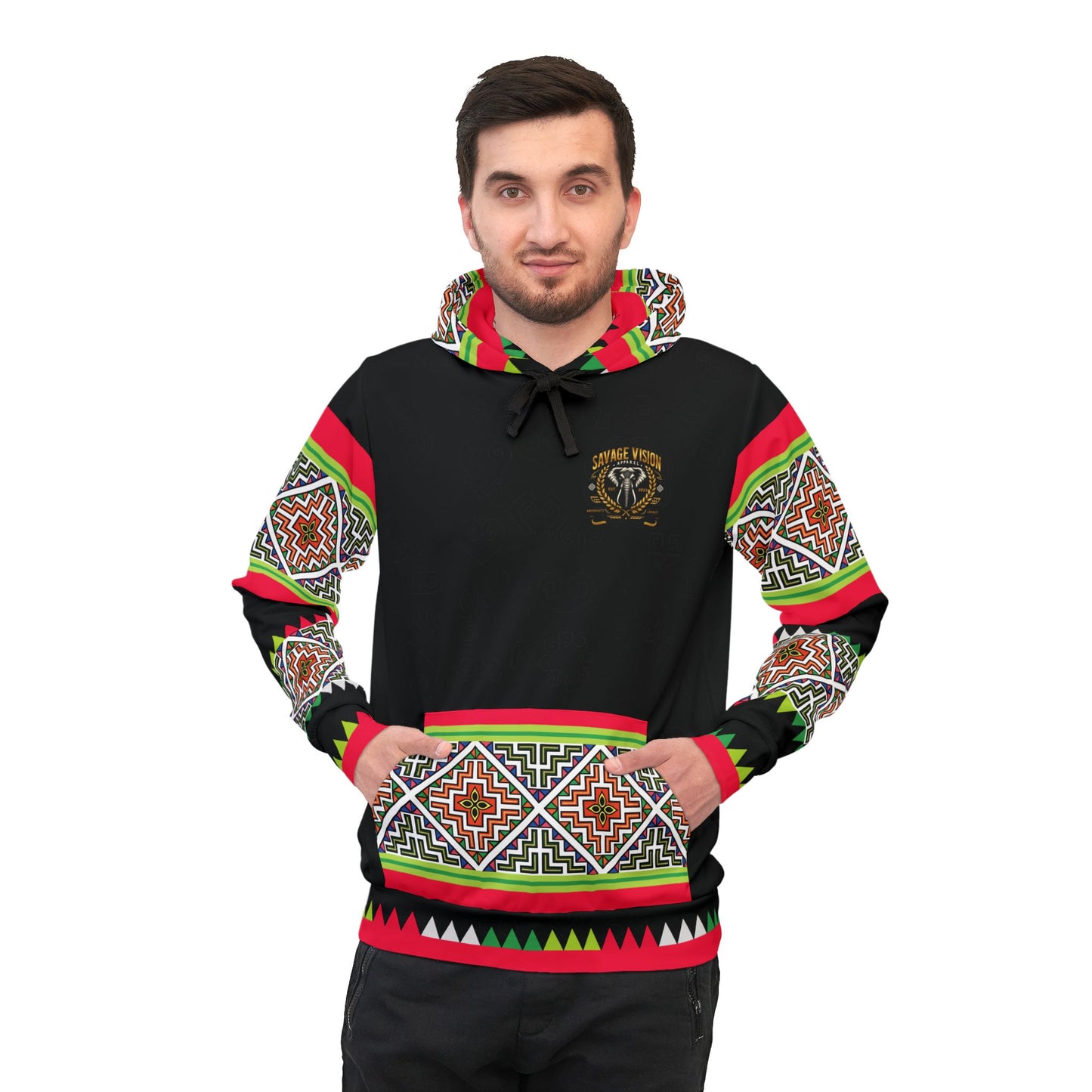 Hmong Tribal Owl Athletic Hoodie — Vibrant Pattern