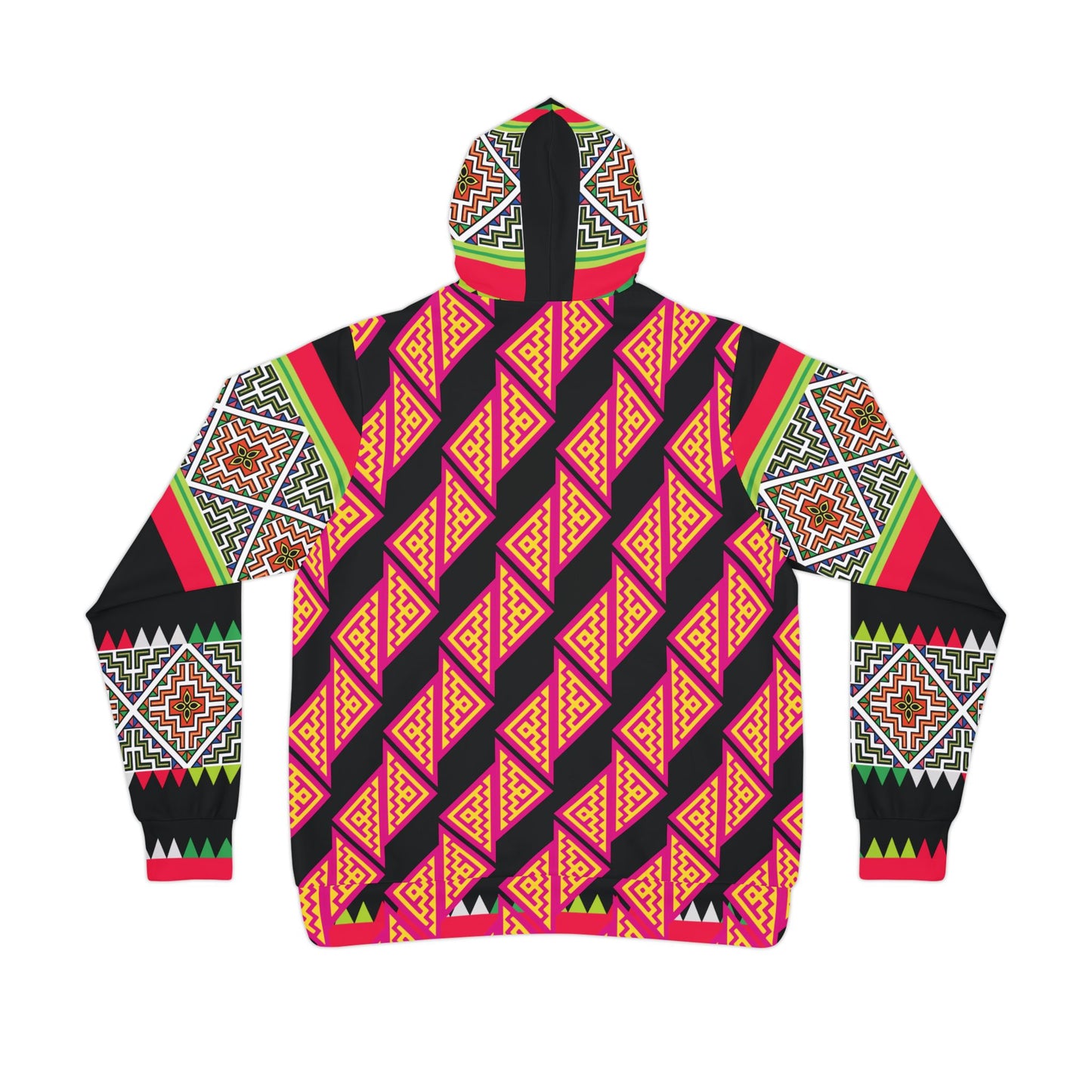 Hmong Tribal Owl Athletic Hoodie — Vibrant Aztec Pattern All-Over Print